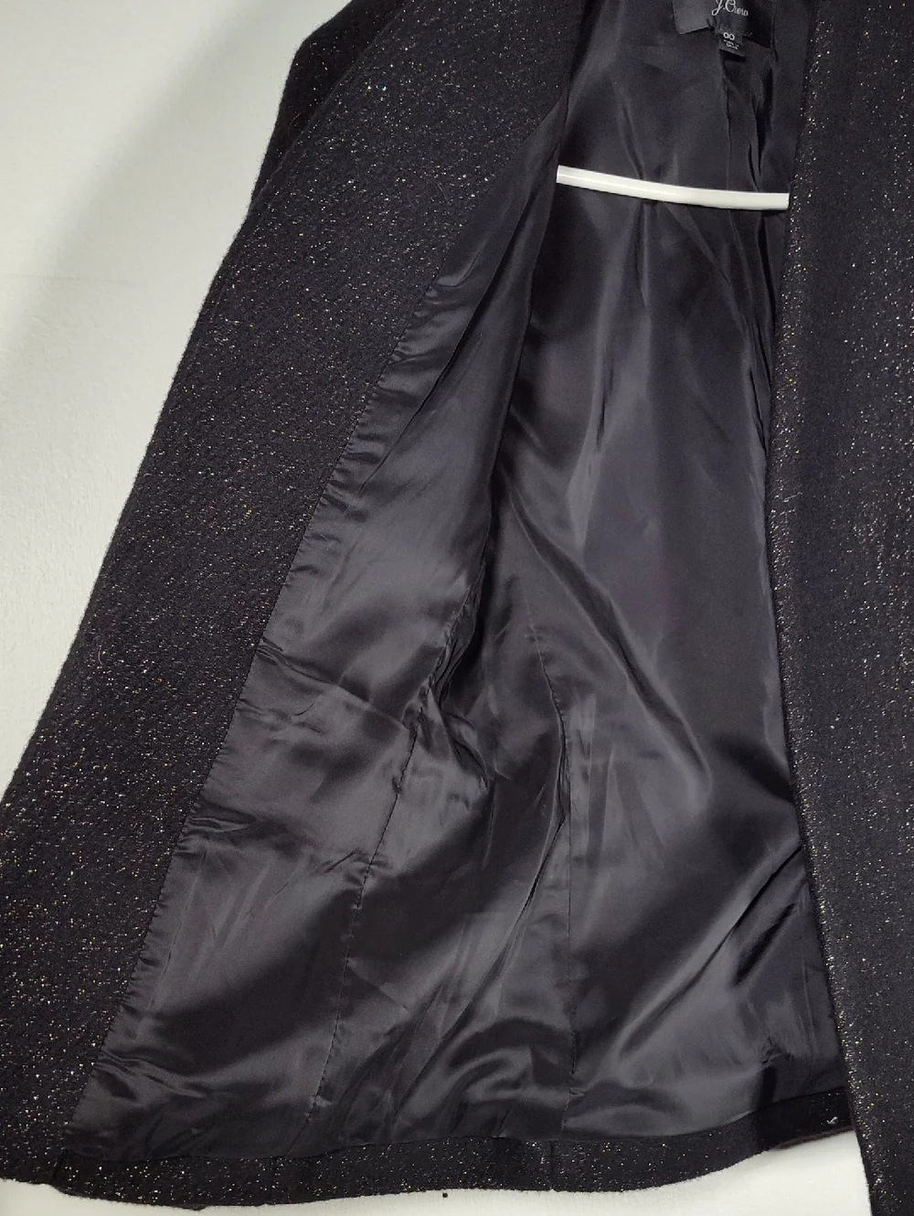J. Crew Going Out Blazer in black tinsel tweed open front wool jacket‎ 00